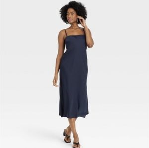 A New Day - Navy, Midi Slip Dress